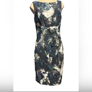 ANTONIO MELANI Artistic Blue and Gray Midi Dress